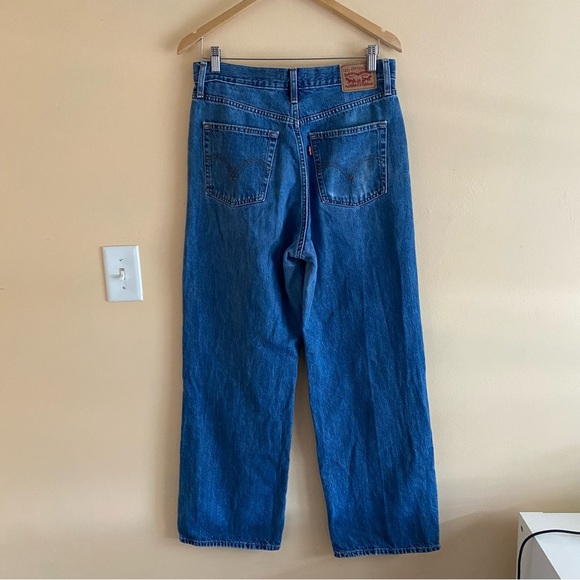Levis High Waisted Straight Jeans Woman 30 Medium Wash Preppy Streetwear FLAW - Picture 3 of 16